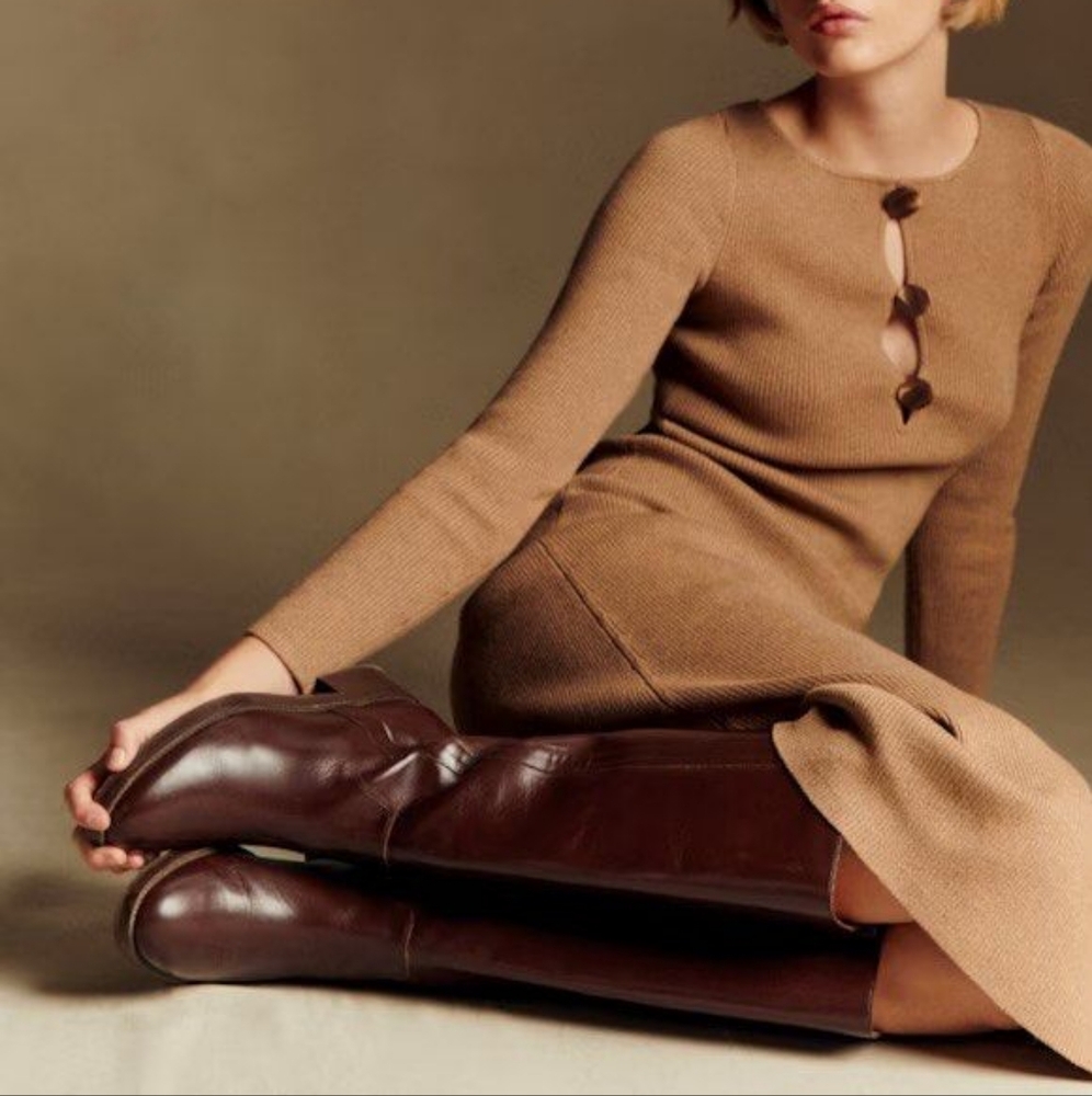 Sezane Brown Midi Dress